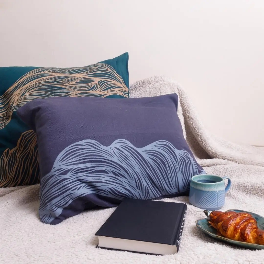 Blue Cotton Cushion Cover