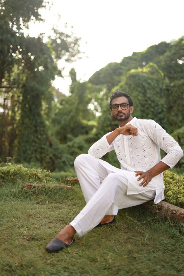 Chikankari Embroidery White Hakoba Kurta Set