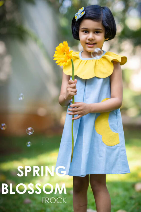 Blue and Yellow Cotton Dress