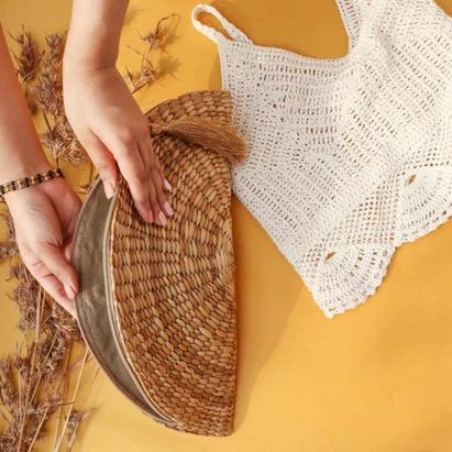 Natural Brown Kauna Grass Purse Small
