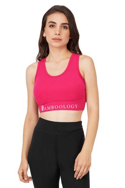 Pink Bamboo Fabric Sports Bra