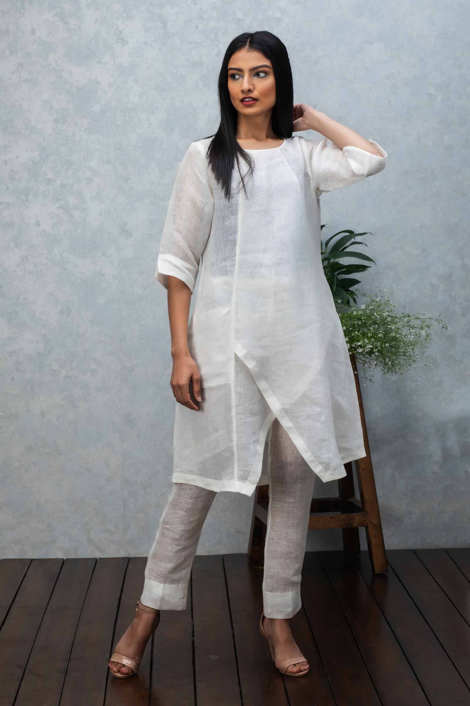 White Linen Long Top