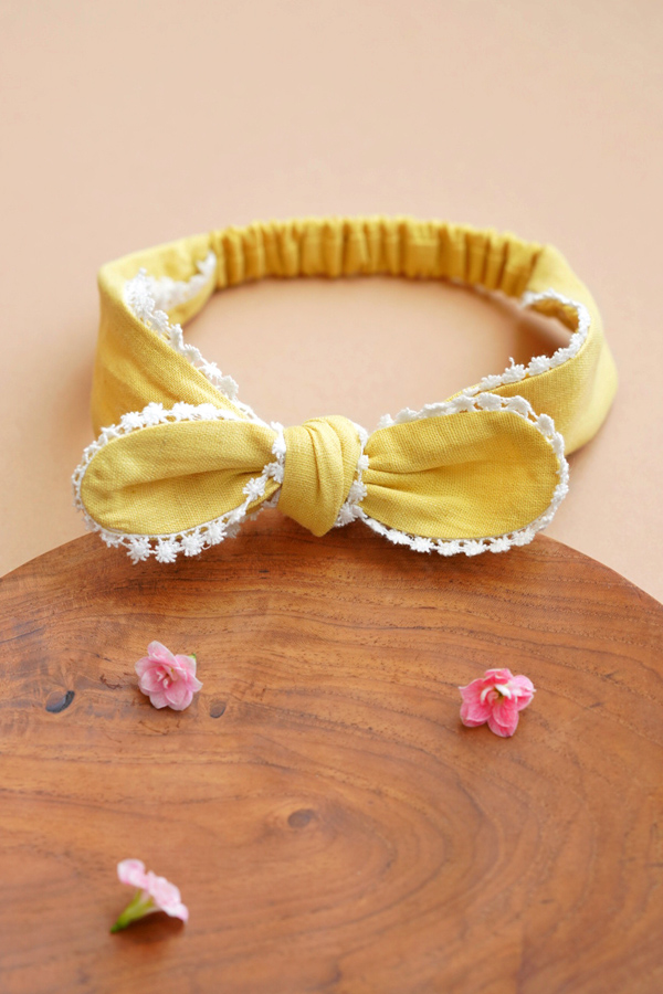 Yellow Cotton Bow Headband 