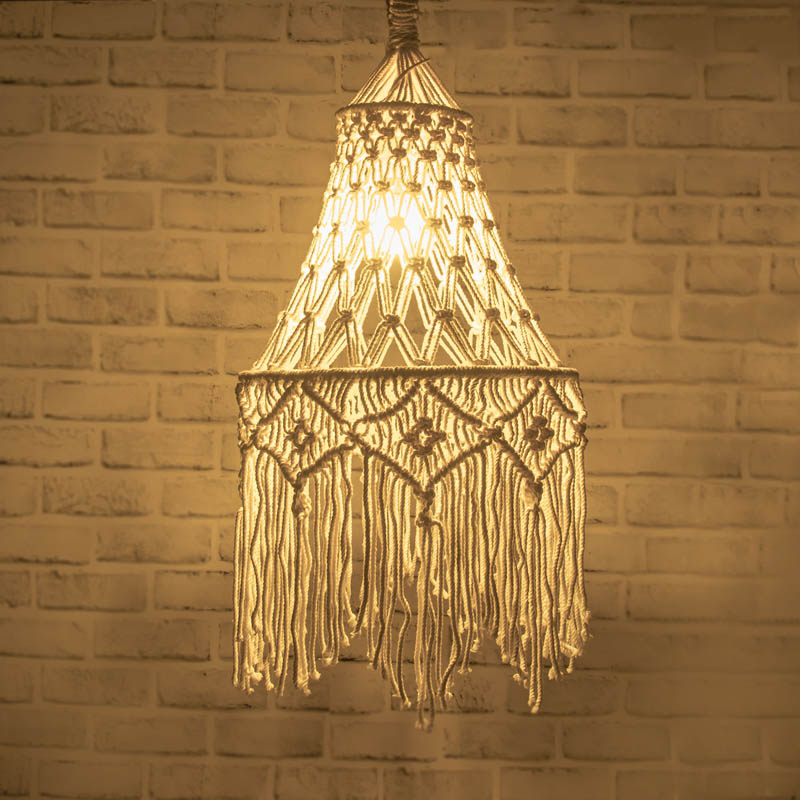 White Macrame Lampshade