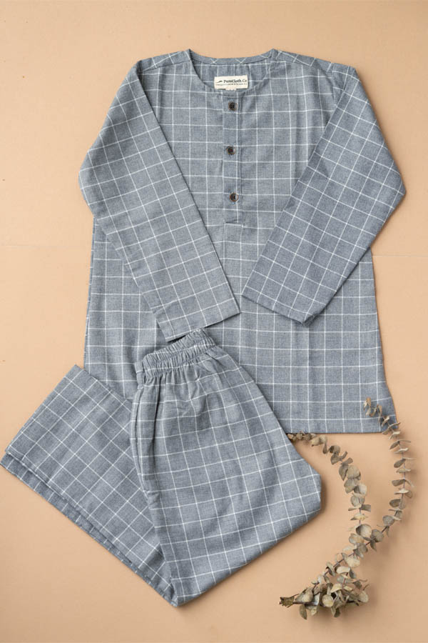 Grey Check Cotton Pajama Set
