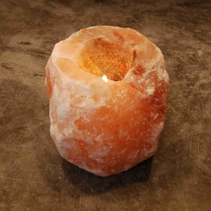 Warm Pink Himalayan Salt Candle Holder