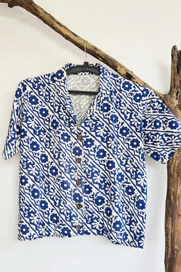 Printed White Cotton Shirt