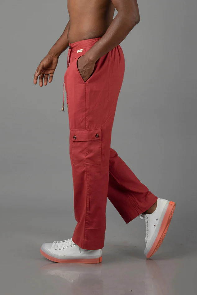 Maroon Cotton Wide Leg Pant