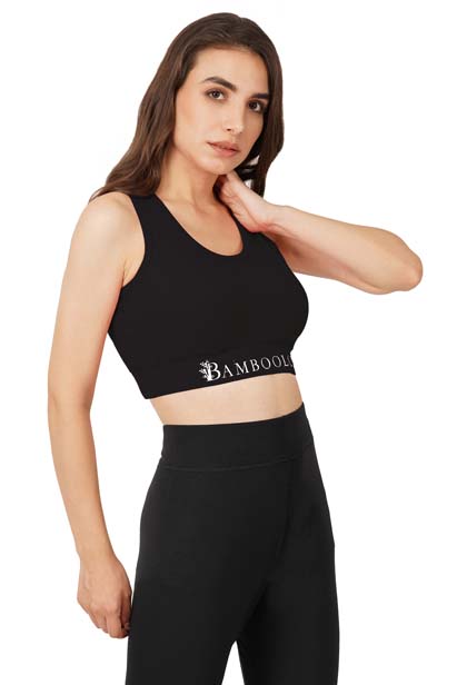 Black Bamboo Fabric Sports Bra