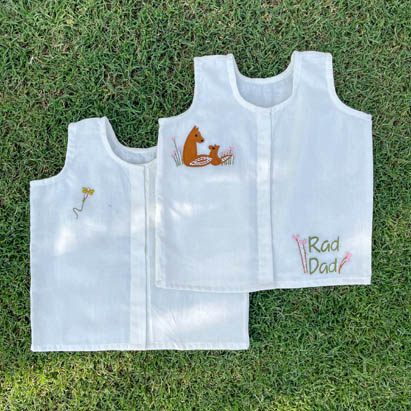 Embroidery White Cotton Jhablas / Vests Set of 2 