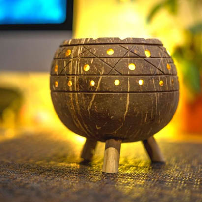 Coconut Shell Candle Holder or Planter