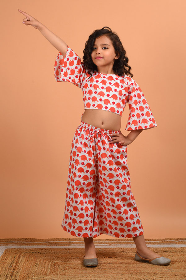 Block Printed Pink and Peach Cotton Coord Set