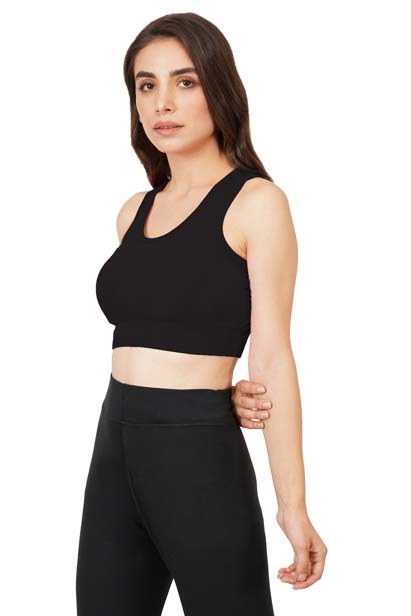 Black Bamboo Fabric Sports Bra