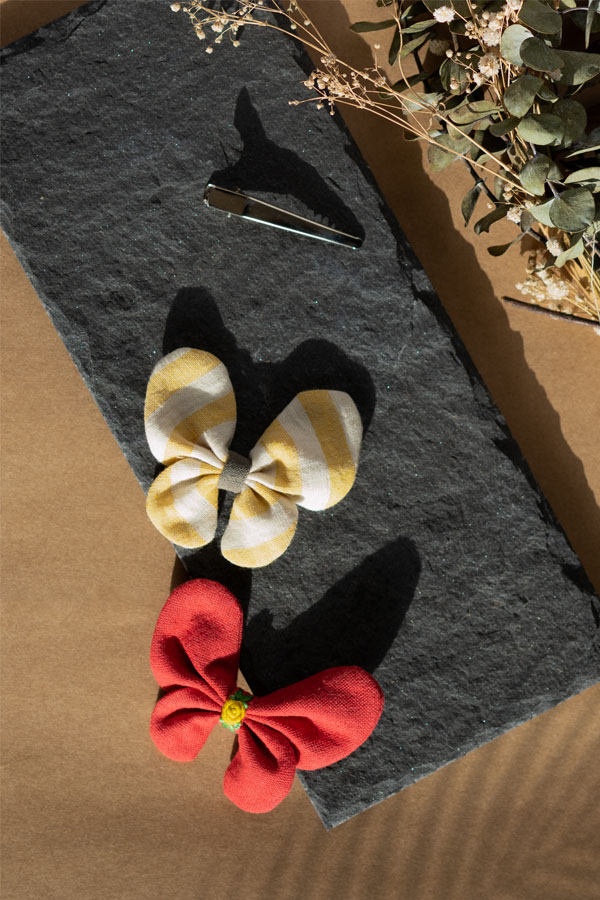 Red and Yellow Cotton Hair Clips Combo