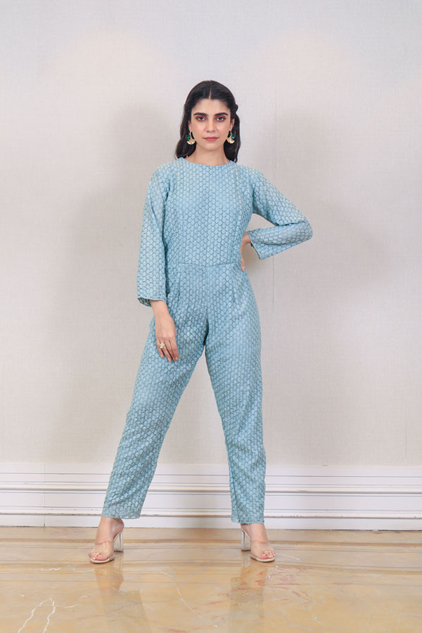 Blue Lace Jumpsuit