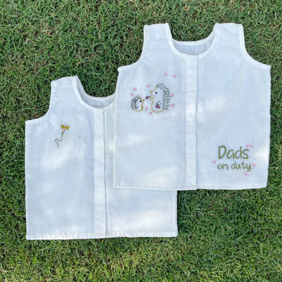 Embroidery White Cotton Jhablas / Vests Set of 2 