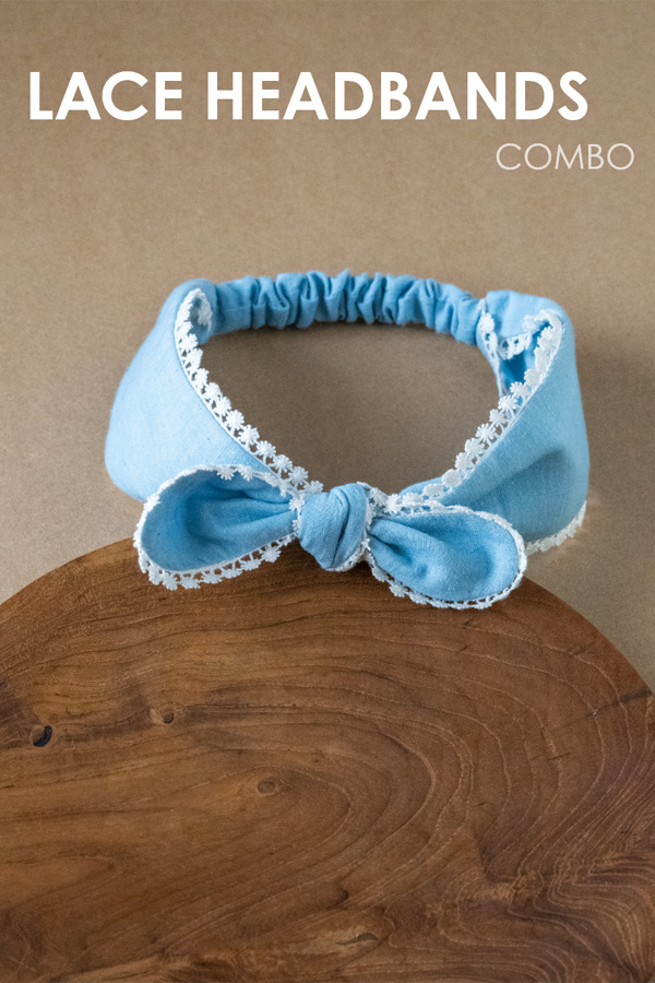 Indigo Cotton Bow Headband 