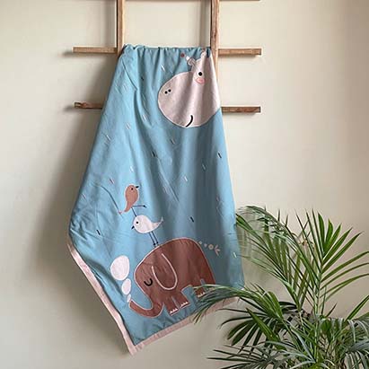 Animal Embroidery Green Cotton Dohar