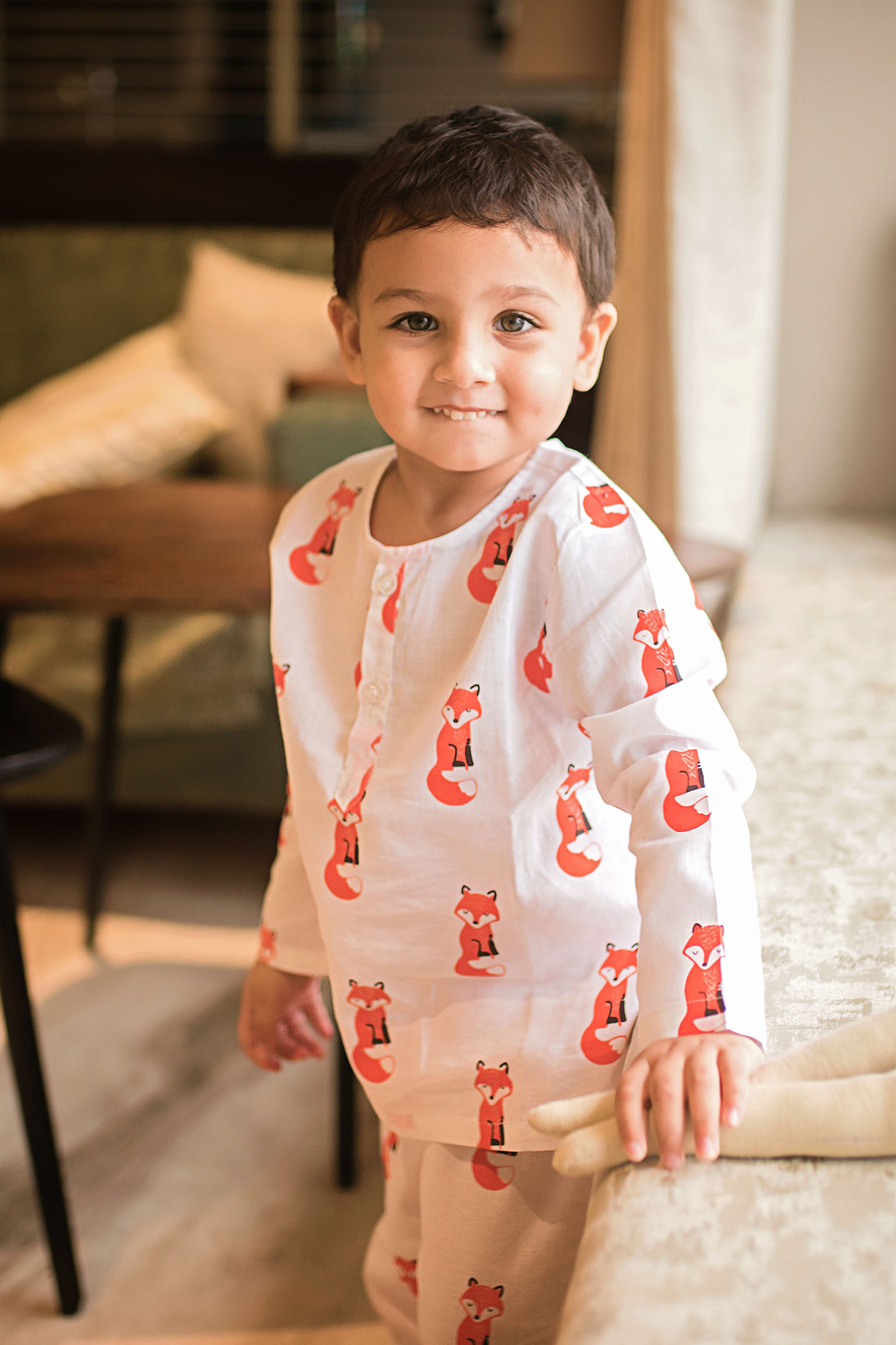 Printed White Cotton Coord Set