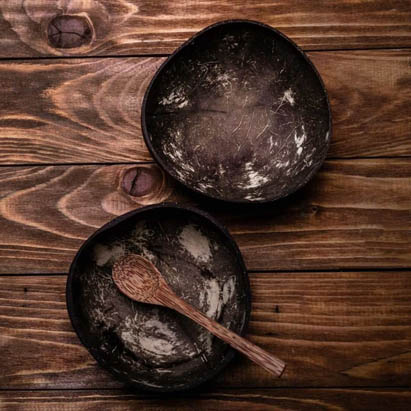 Coconut Shell Bowl with Spoon Pack of 2
