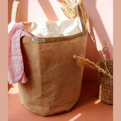 Natural Brown Jute Laundry Bag