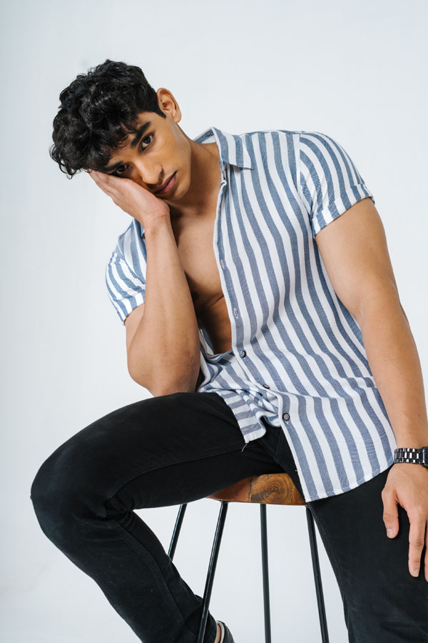 White and Blue Stripes Rayon Shirt 