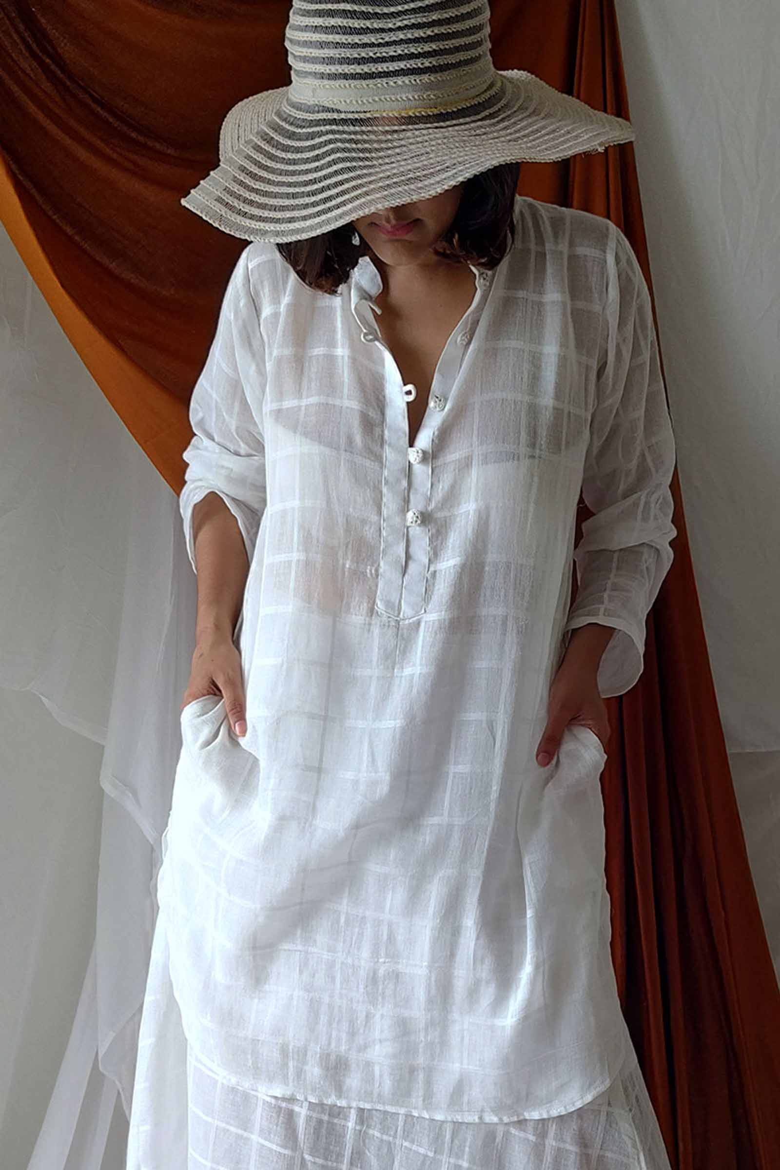 Off White Mul Cotton Kurta