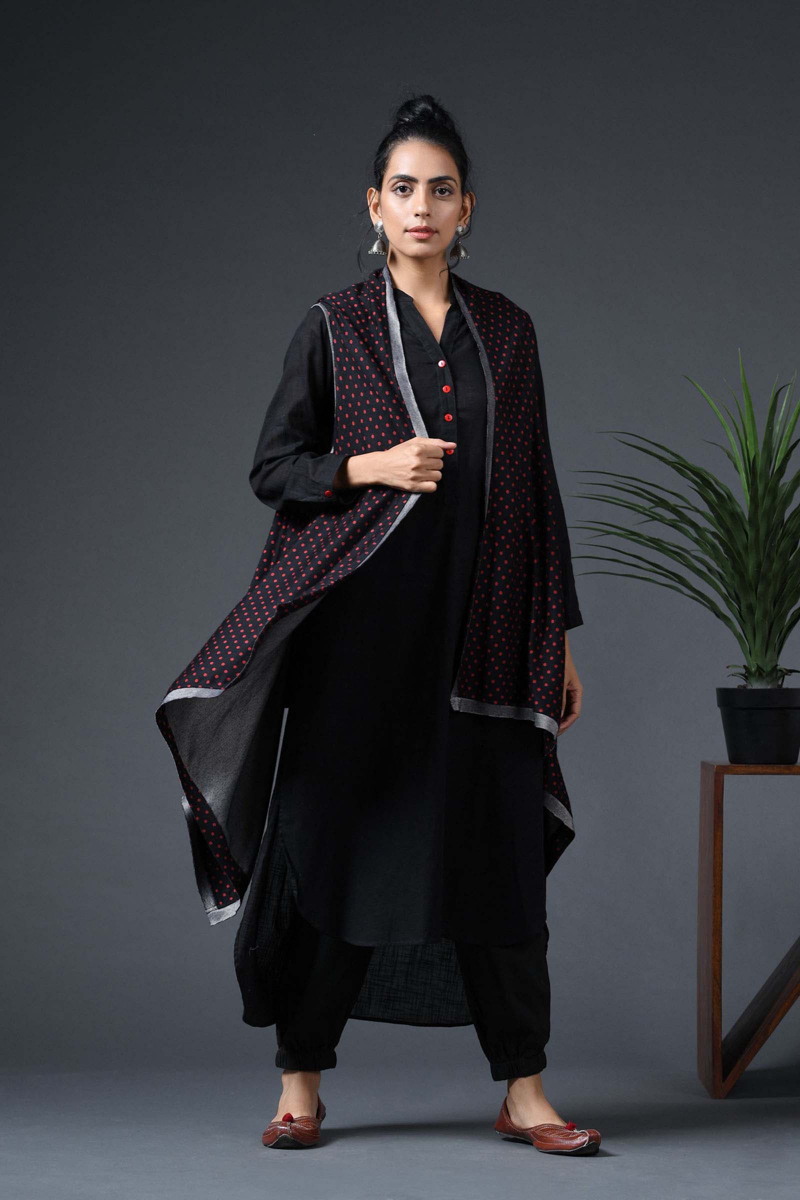 Hand Embroidered Black Linen Cotton Tunic
