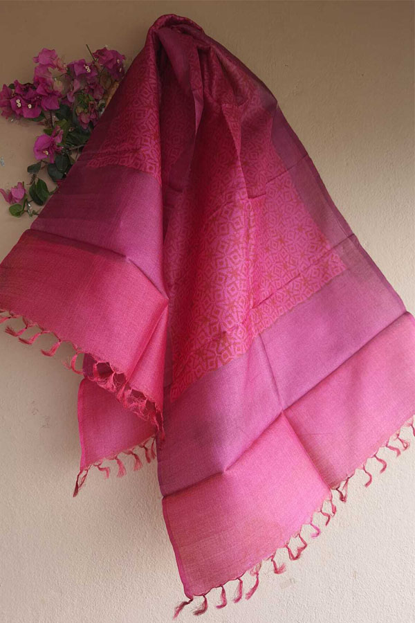 Pink Kosa Silk Stole