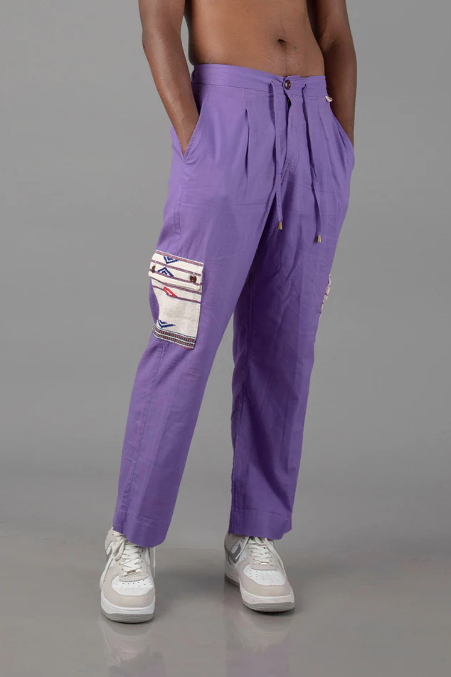 Purple Cotton Wide Leg Pant