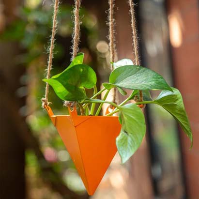Pyramid Metal Ceiling Hanging Planter Small