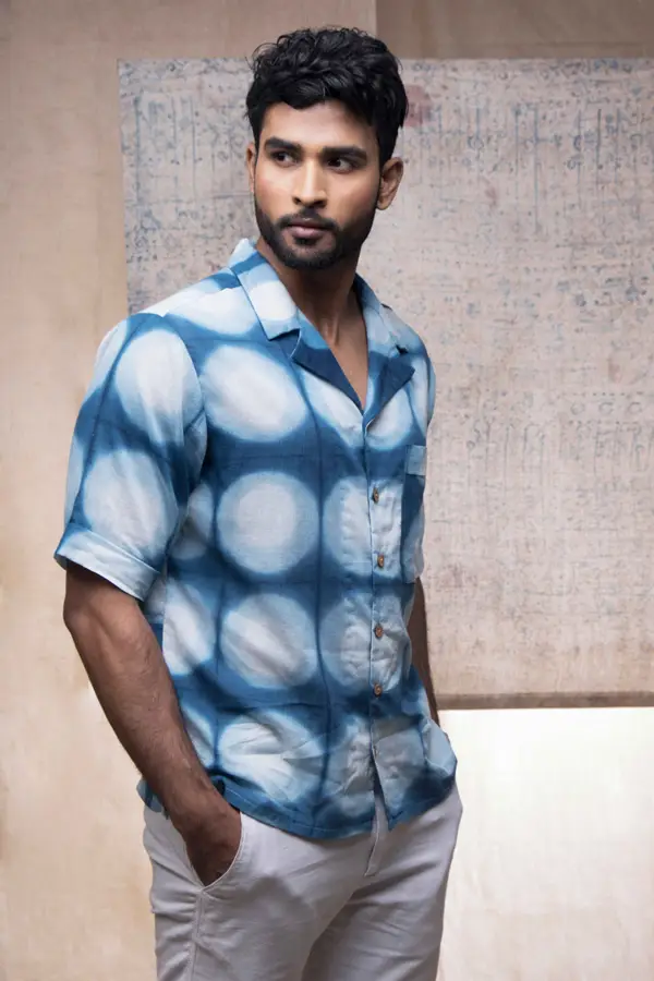 Indigo Tie and Dye Cotton Shirt
