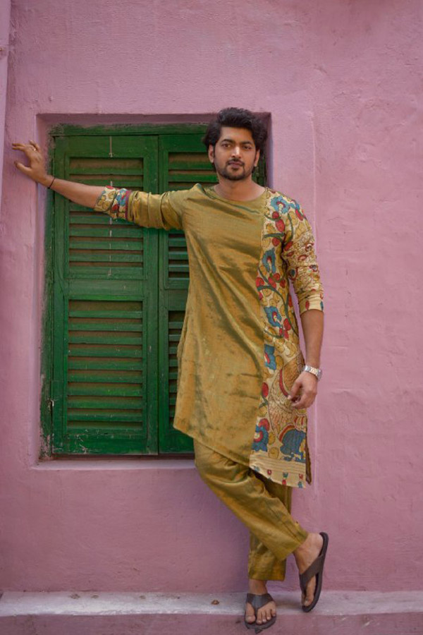Hand Painted kalamkari Green Cotton Tissue Kurta Set
