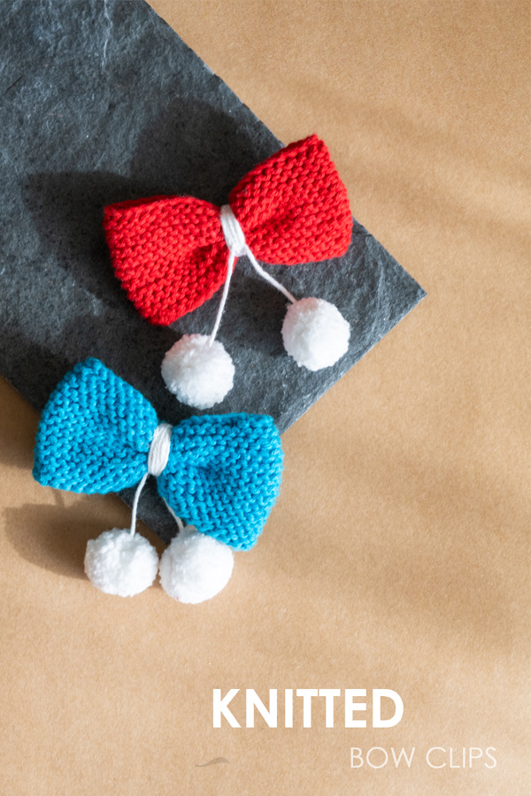 Red and Blue Cotton Bow Hair Clips Combo