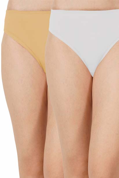 White and Beige Bamboo Fabric Underwear Pack of 2