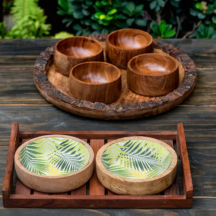 Gumbad Small Wooden Dip Bowls Set Of 2