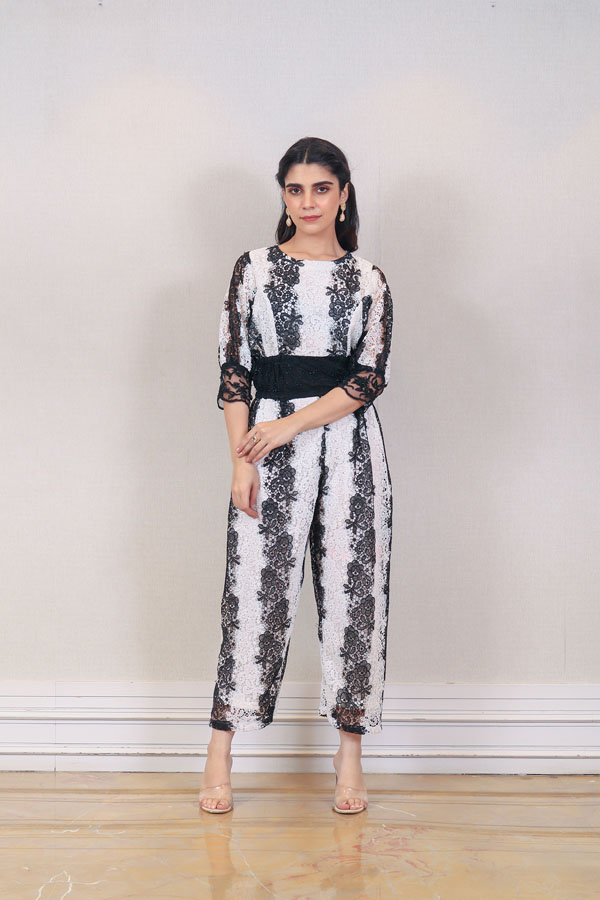 Black and White Lace Jumpsuit