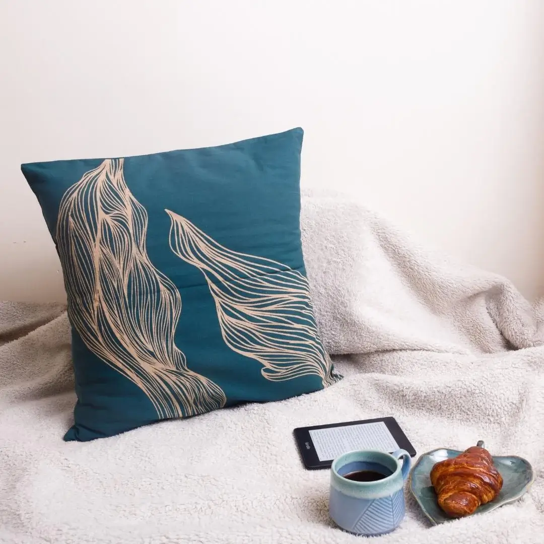 Dark Green Cotton Cushion Cover