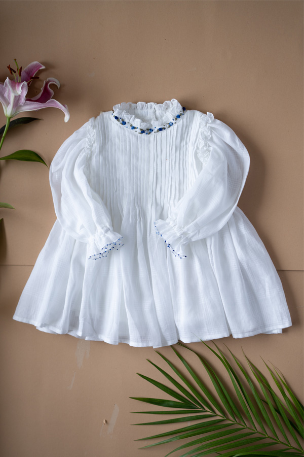 Embroidery White Cotton Dress