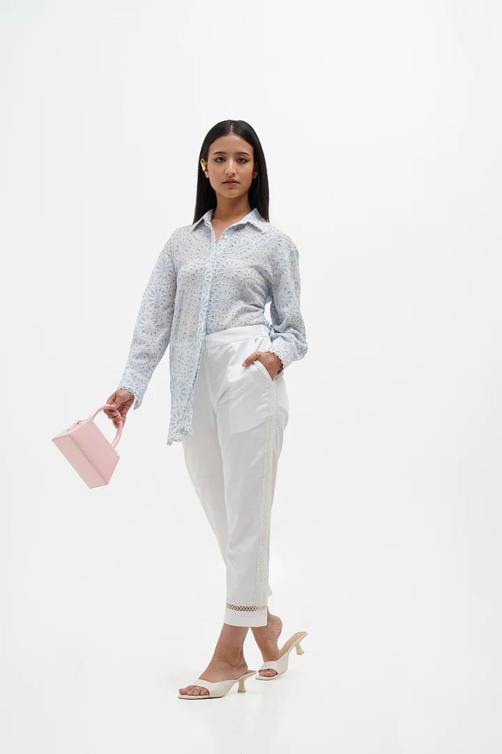 Embroidery Light Blue Georgette Coord Set 