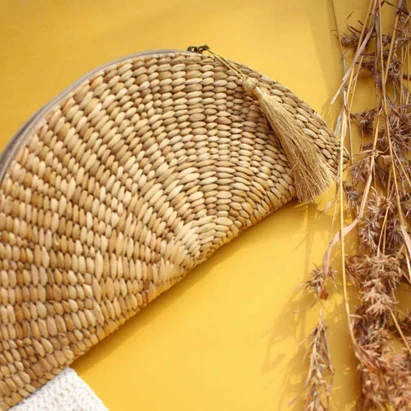 Natural Brown Kauna Grass Purse Medium