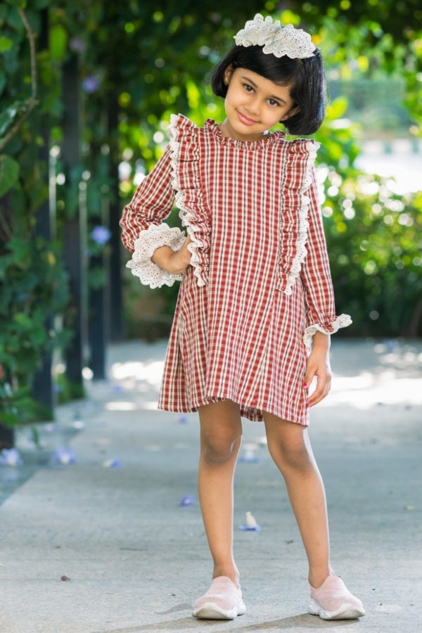 Red Checked Cotton Dress