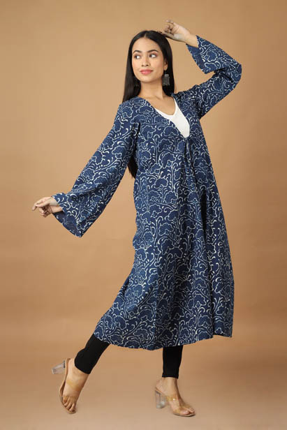 Dabu Printed Indigo Cotton Jacket