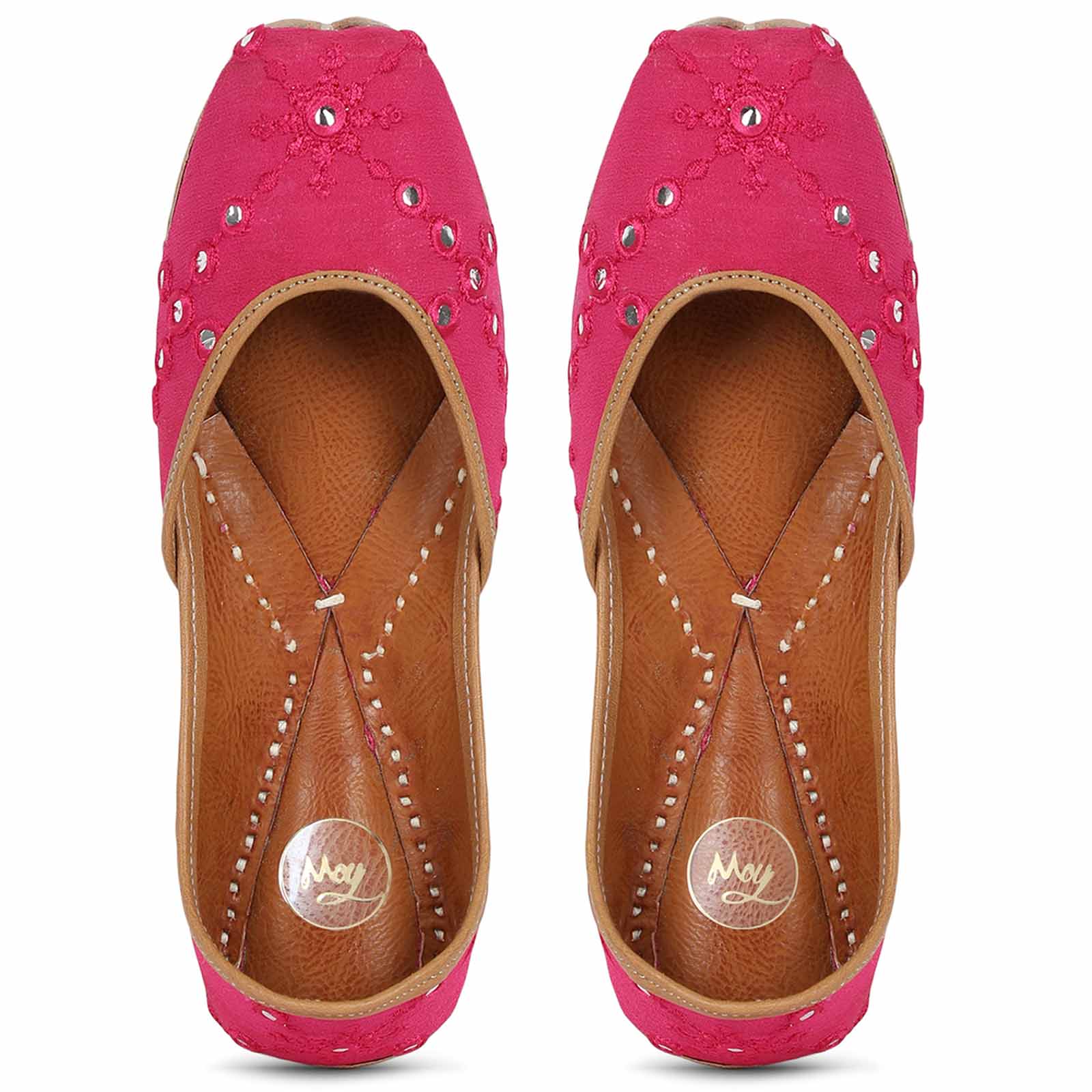 Thread Embroidery Pink Leather Jutti