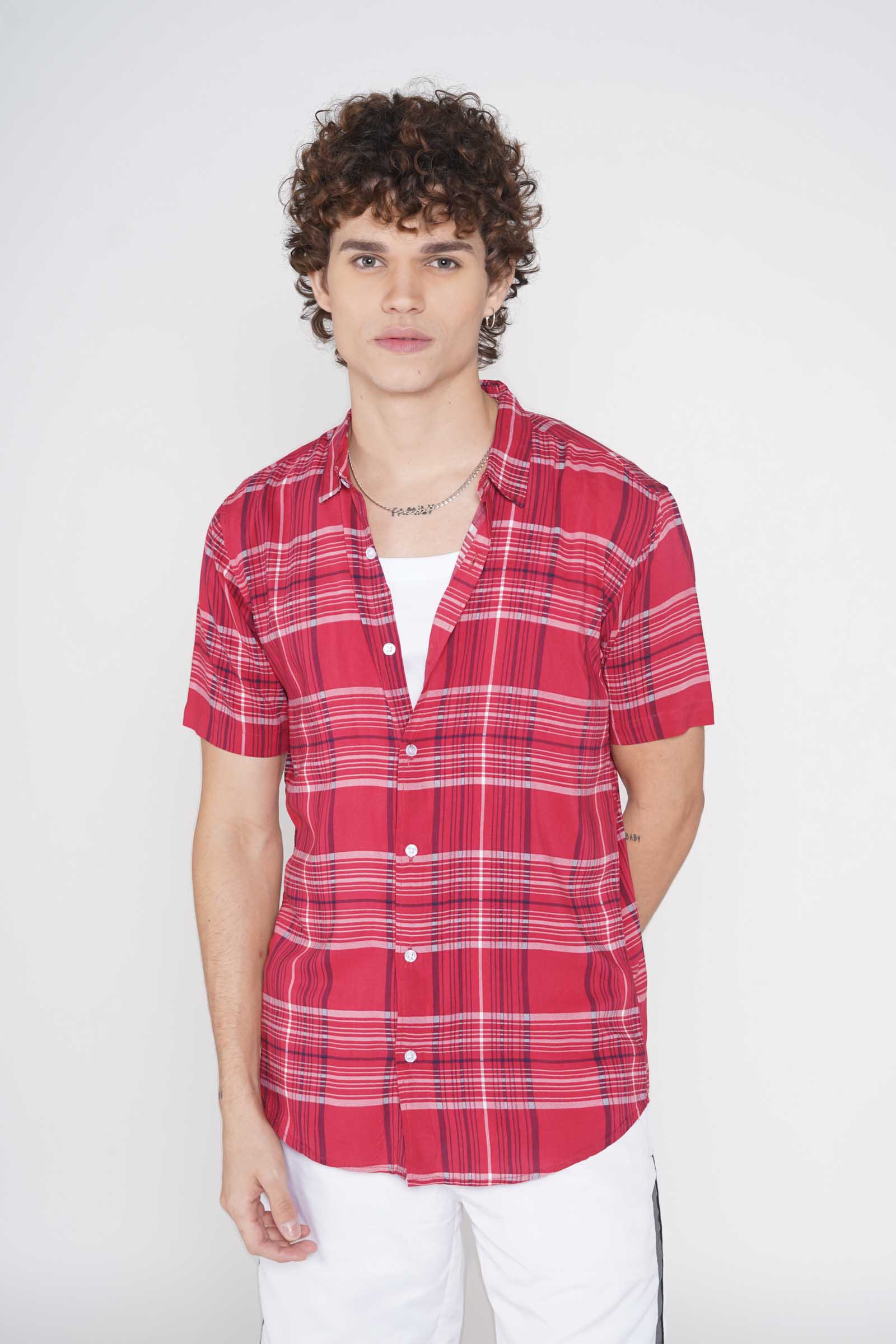 Red Checks Viscose Shirt 