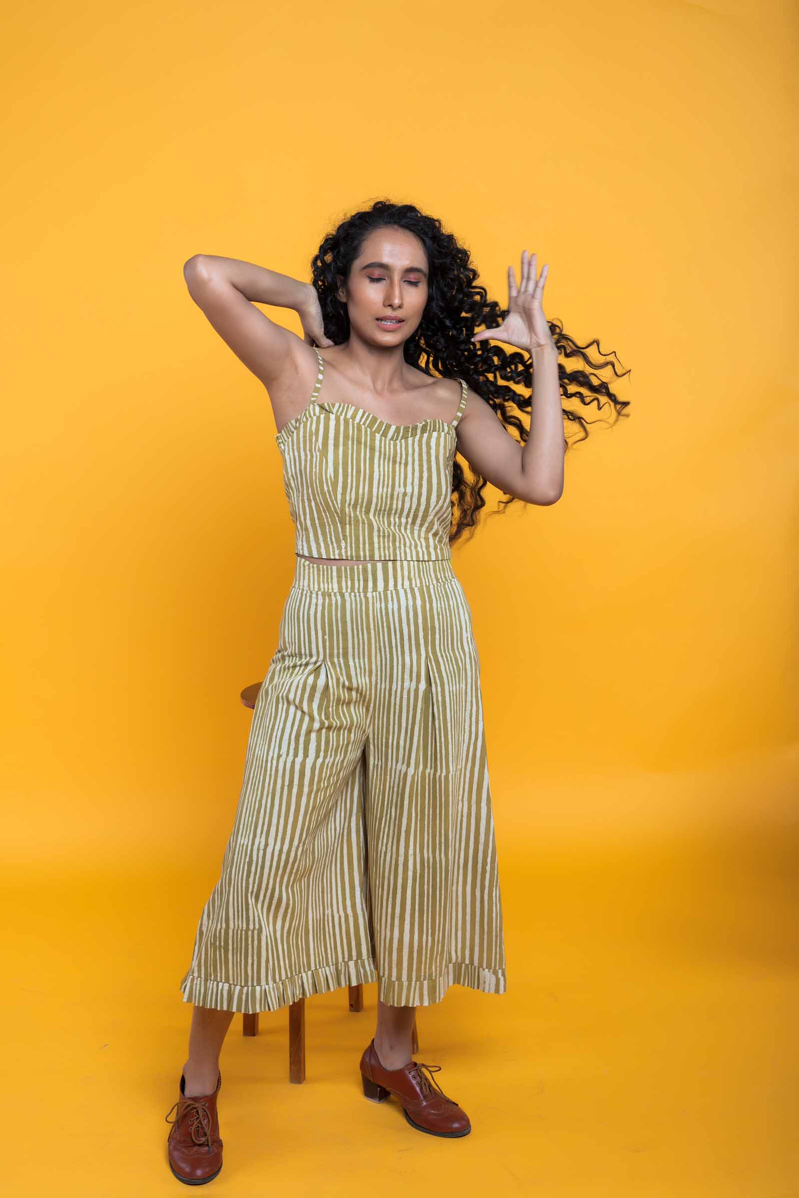 Dabu Printed Yellow Ochre Cotton Coord Set