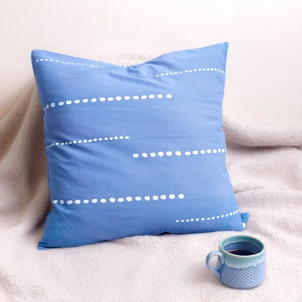 Blue Cotton Cushion Cover 