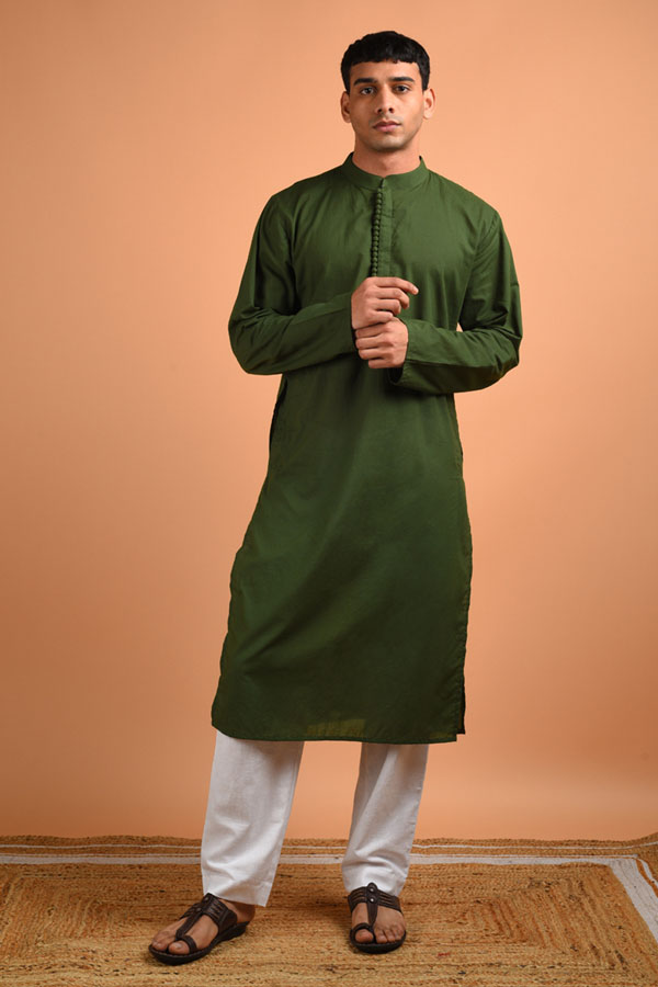 Green Cotton Kurta
