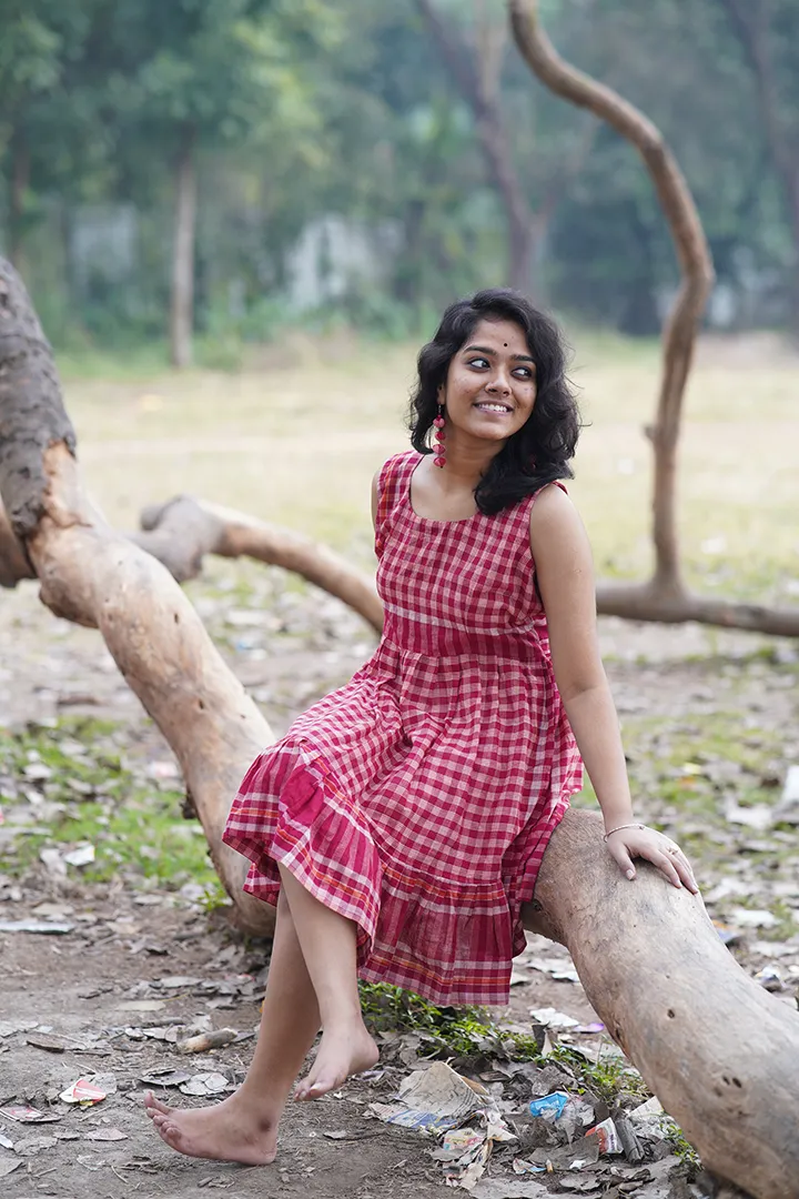 Red Gamchha Dress