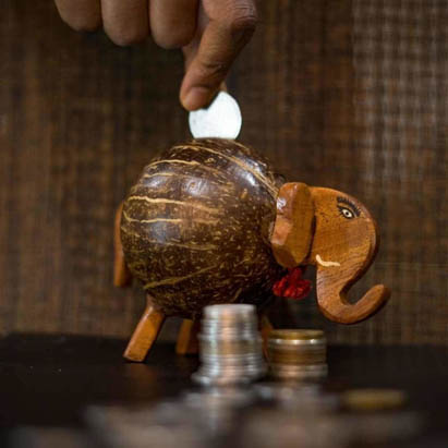 Dark Brown Coconut Shell Gannu Gullak